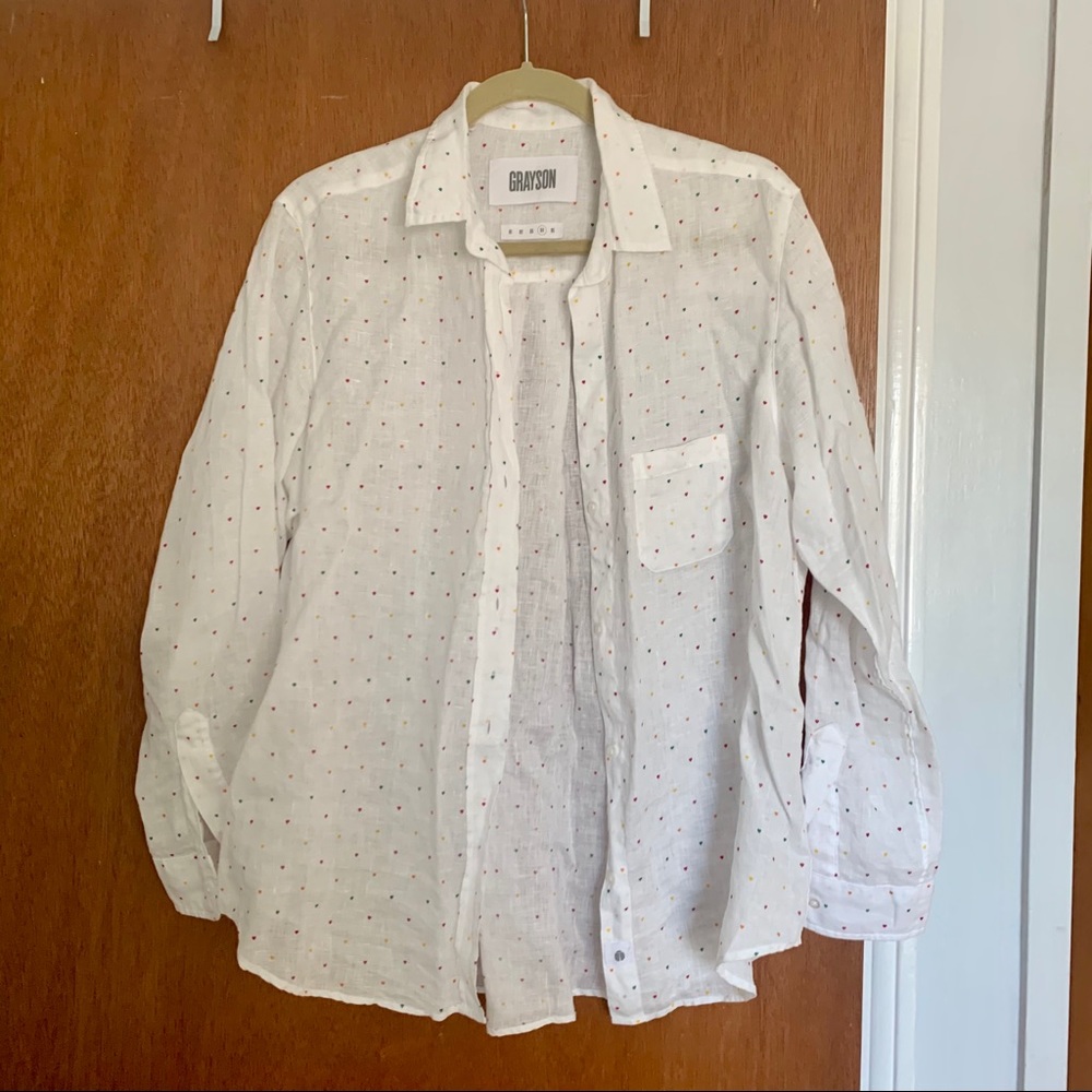 Like new/ Grayson Wmns linen button up shirt/heart